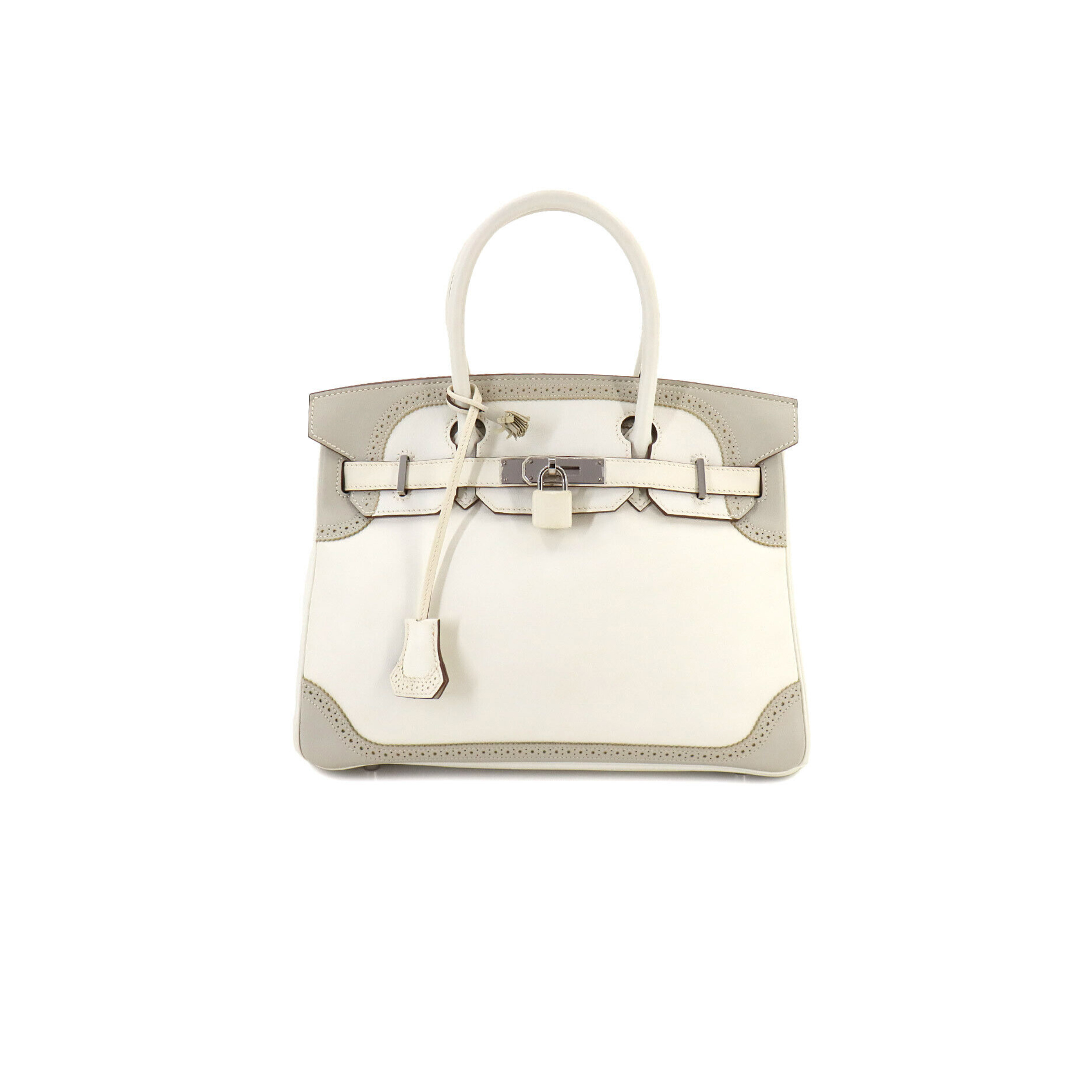 HERMÈS MASTER BIRKIN 35 SWIFT AND TOGO LACE SERIES DIAMOND GREY AND APRICOT GREY SILVER BUCKLE H082650CK03 (35*28*18cm)